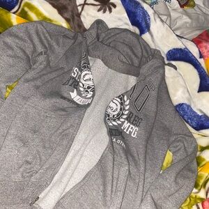 Y2K GREY ECHO ZIP UP HOODIE